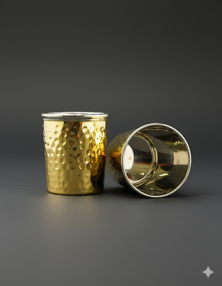 Brass Glass - Hammered Finish Brass product view 3 - Viviana London artisan collection